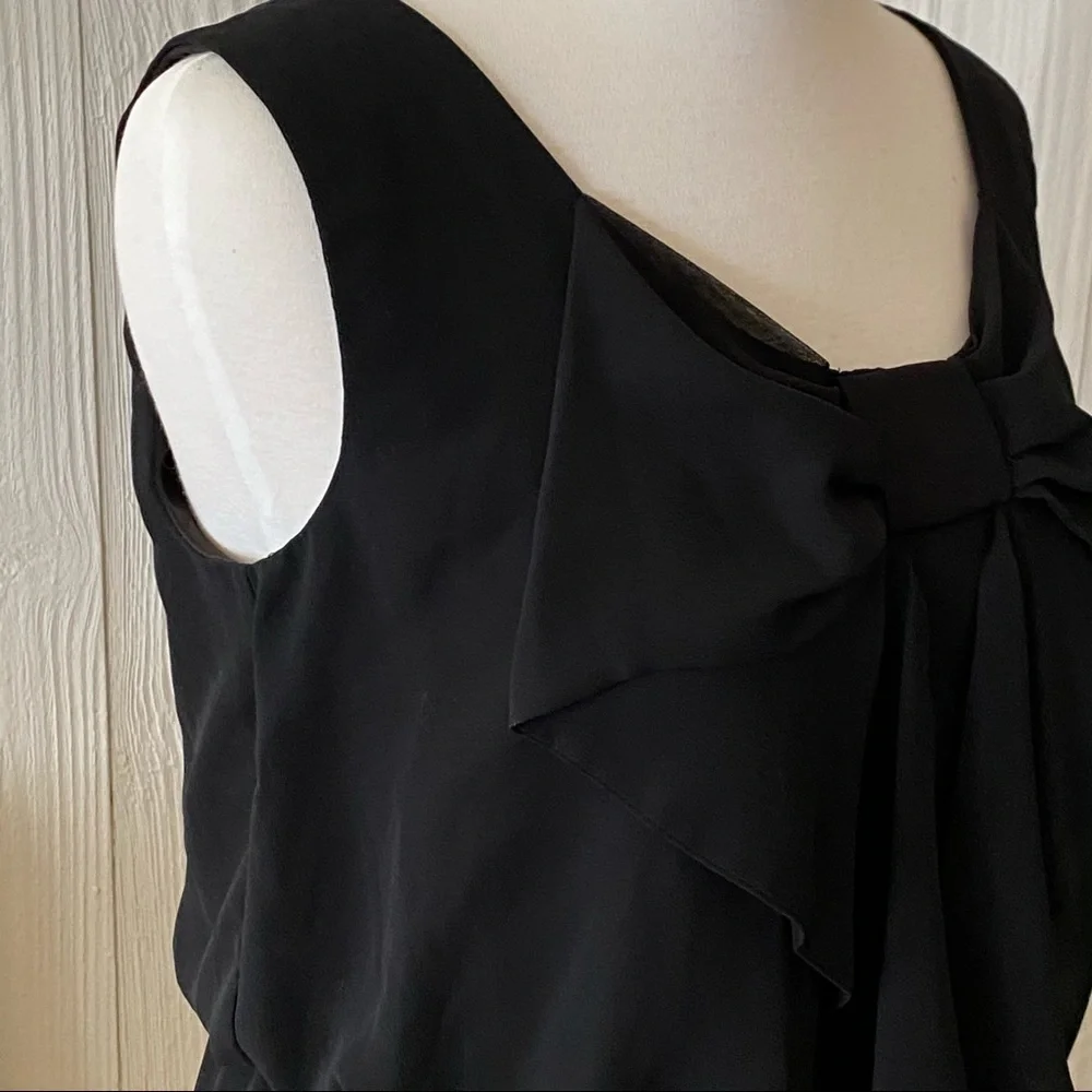 AB Studio Black Dress with Bow and Gathered Waist Size Small - Picture 6 of 14